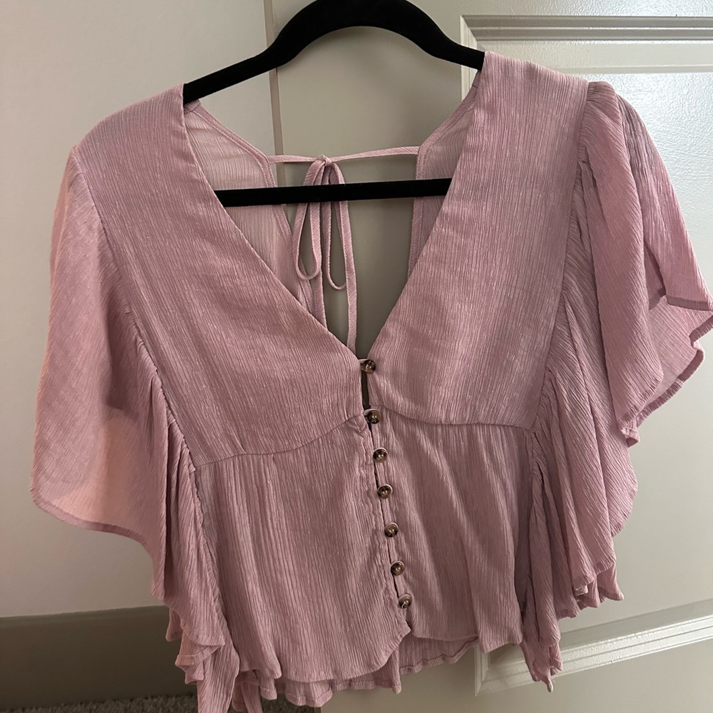 Mauve pink button down top